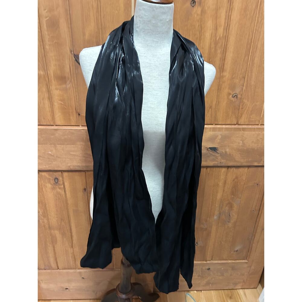 BlackTie Shimmer Black Crinkle Wrap Scarf Oversized Extra Long Formal